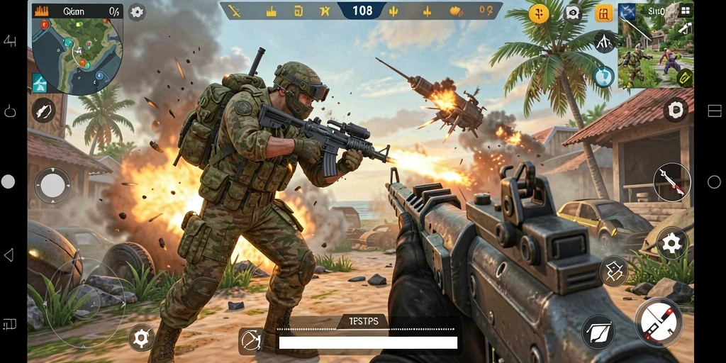 Tangkapan layar menunjukkan aksi mendebarkan dalam game TPS F08.