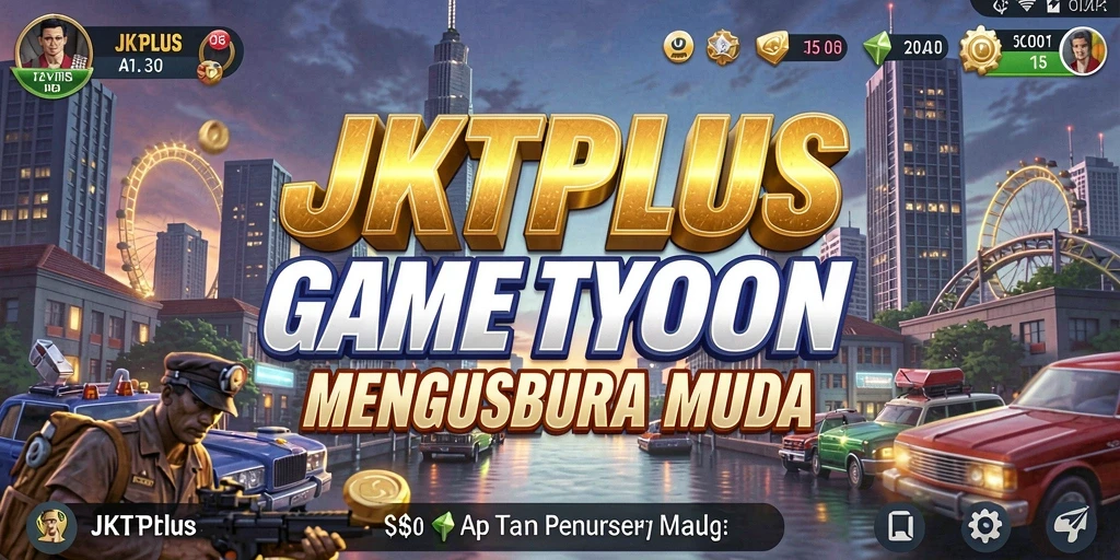 Screenshot JKTPLUS menampilkan gameplay manajemen bisnis yang menarik.