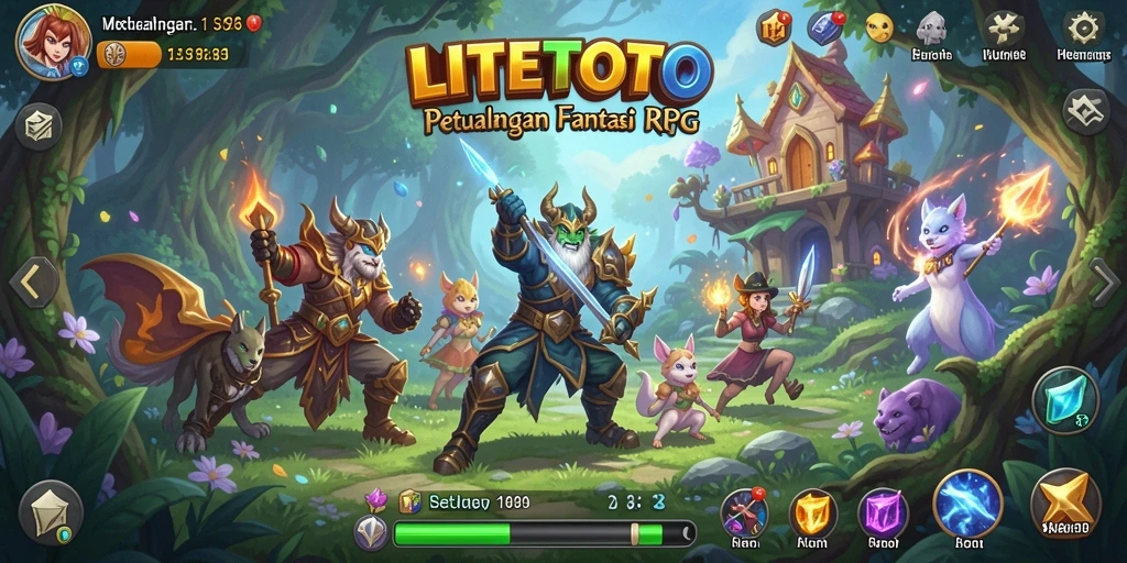 Tampilan gameplay LITETOTO dengan aksi epik dan karakter yang dinamis.