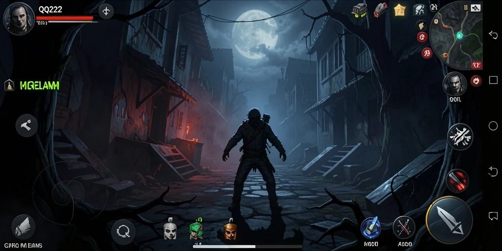 Tampilan gameplay menegangkan dalam dunia horror QQ222.
