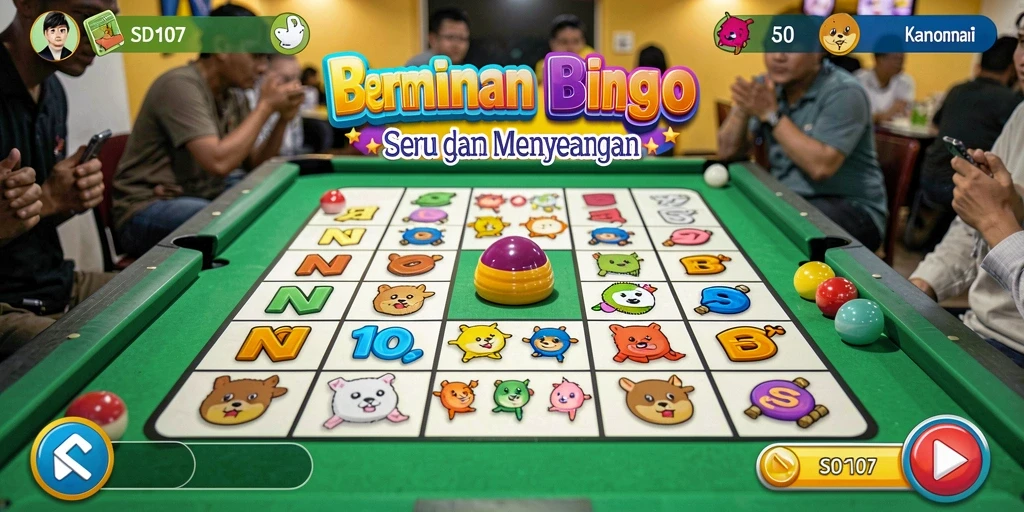 Screenshot gameplay SD107 menampilkan keseruan permainan Bingo yang penuh warna.
