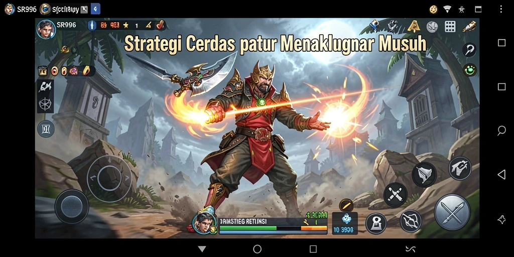 Screenshot gameplay SR996 menunjukkan pertempuran strategis yang intens.