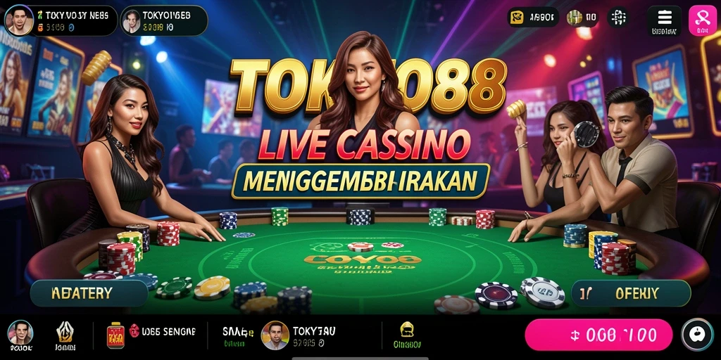 Screenshot gameplay TOKYO88 menampilkan dealer live yang bersiap untuk permainan.